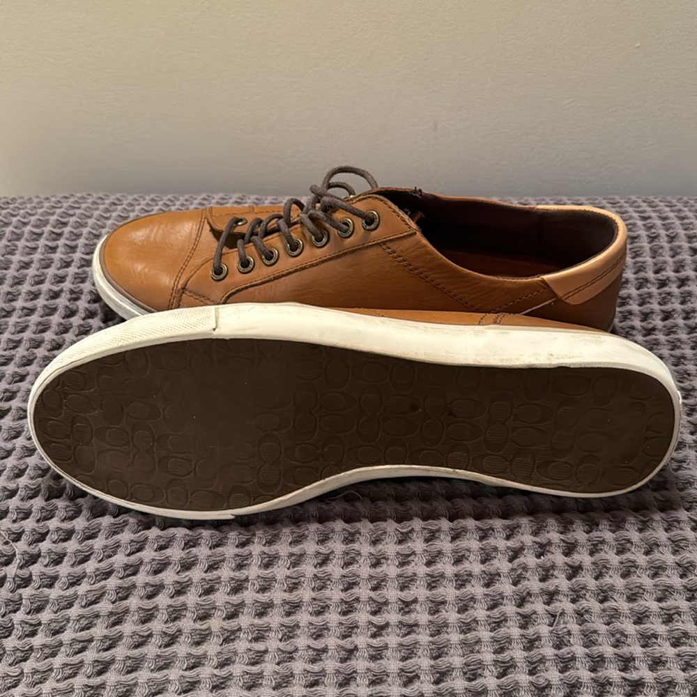 Coach Men's Tan Leather Sneakers - Picture 9 of 16